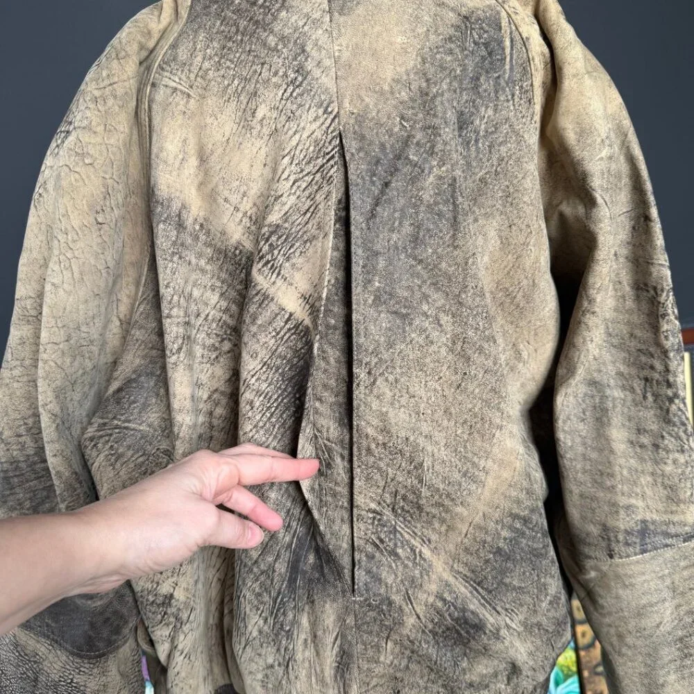 Vintage Andrew Marc Distressed Brown Leather Bomber Jacket Mens Size XL